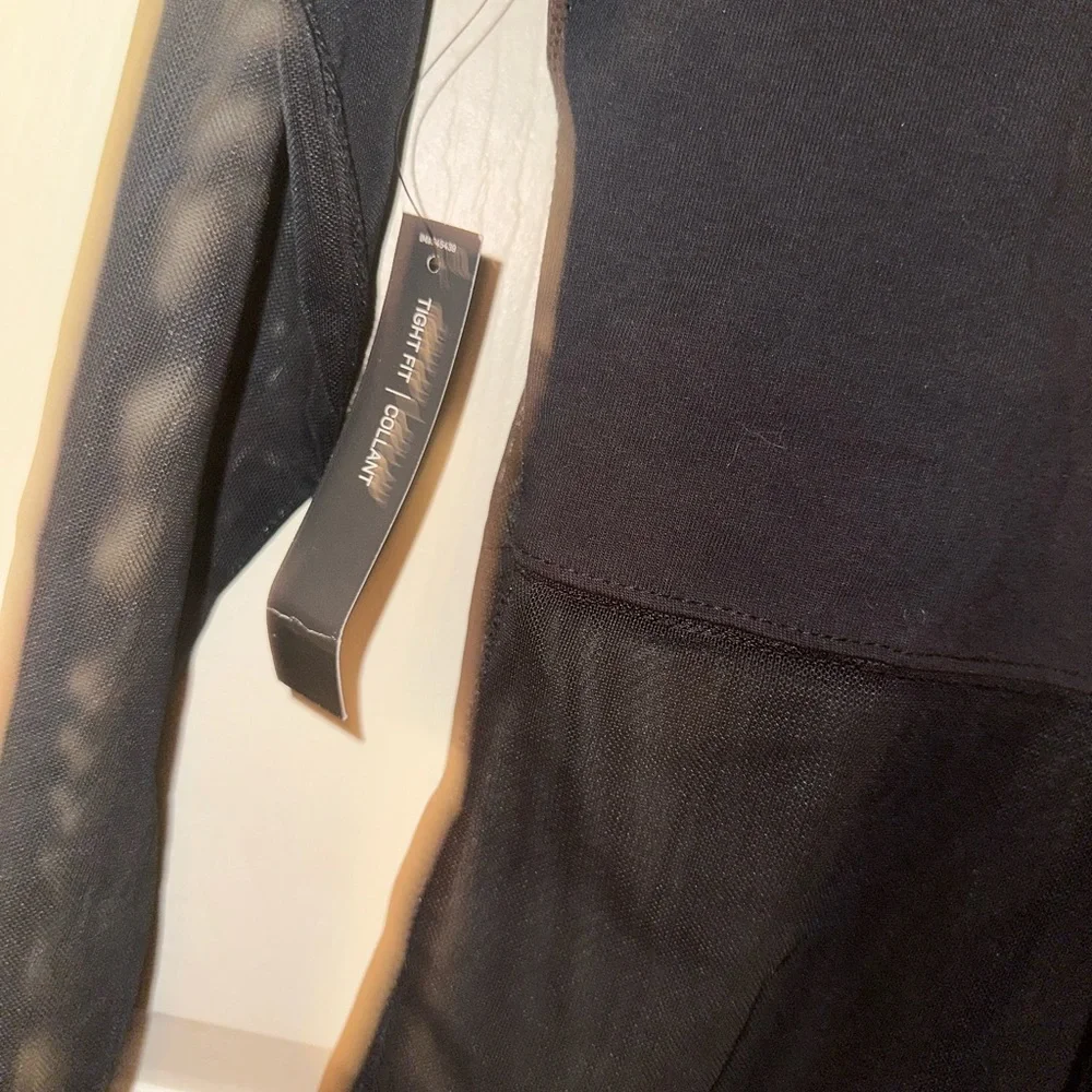 NWT Nike Women's Black Logo front Mesh long sleeve bodysuit streetwear M sporty - Picture 11 of 11